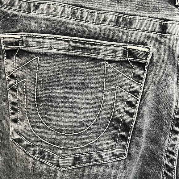 True Religion Billie Mid Rise Straight Leg Gray Denim Cotton Blend Jeans Size 33 - Picture 4 of 10